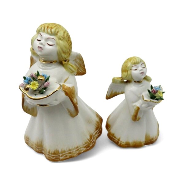 CAPODIMONTE Italian Cherub Statues Set of 2 Vintage Angel Figurines Vintage - Picture 3 of 10